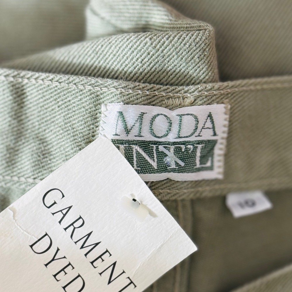Moda International London Jean Sage Green High Rise Mom Jeans Earthy Soft Girl - Picture 7 of 9
